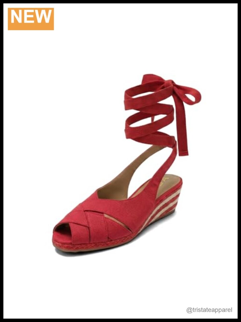 Linen Wedge Sandals with Ankle Tie, Open Toe